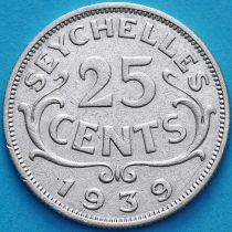 Сейшельские острова 25 центов 1939 год. Серебро
