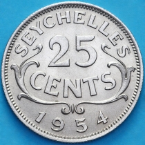 Сейшельские острова 25 центов 1954 год.