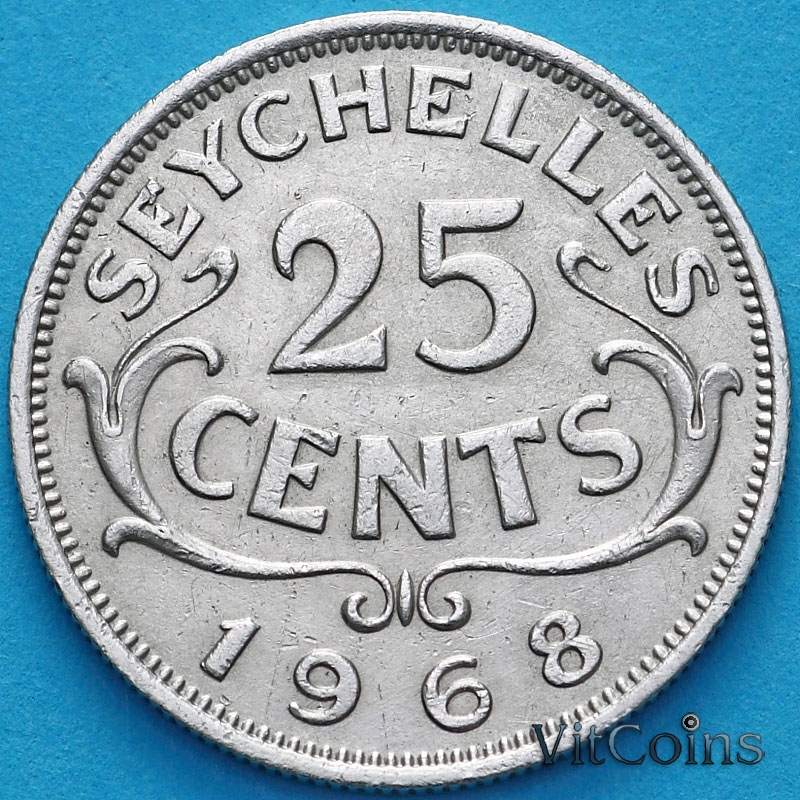 Монета Сейшельские острова 25 центов 1968 год. 