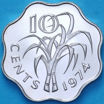 Свазиленд 10 центов 1974 год. Пруф
