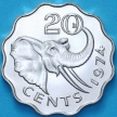 Монета Свазиленд 20 центов 1974 год. Пруф