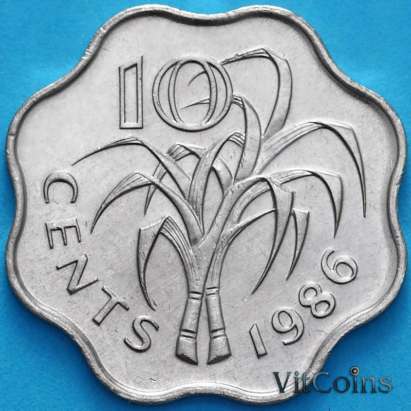 Монета Свазиленд 10 центов 1986 год.