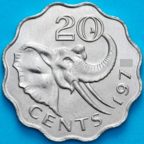 Свазиленд 20 центов 1974 год.