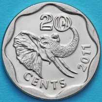 Свазиленд 20 центов 2011 год. Малый размер.