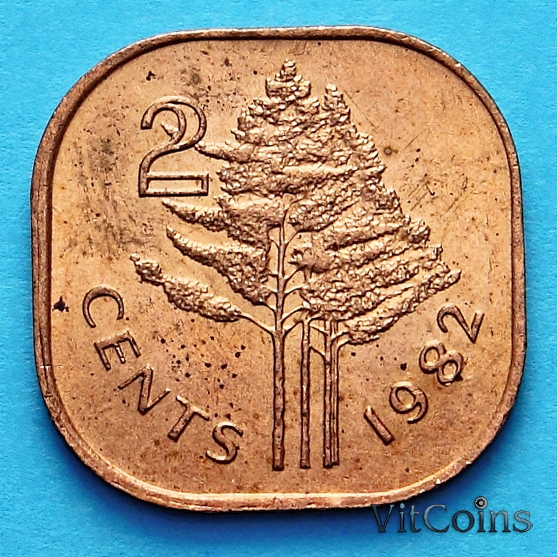 Монета Свазиленд 2 цента 1982 год.