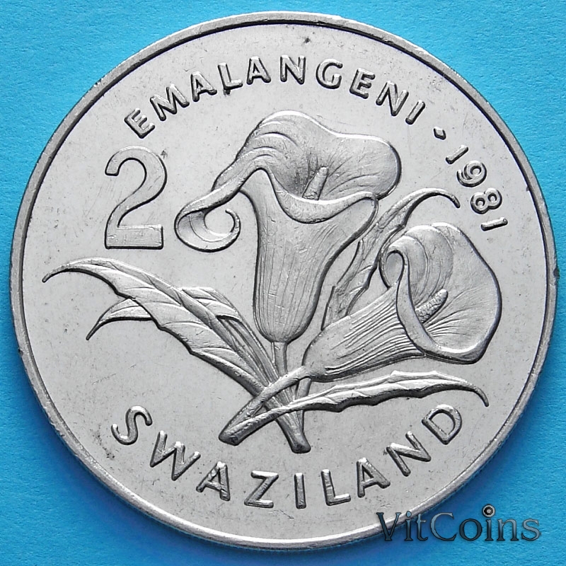 Монета Свазиленда 2 эмалангени 1981 год. Бриллиантовый юбилей короля Собузы II.
