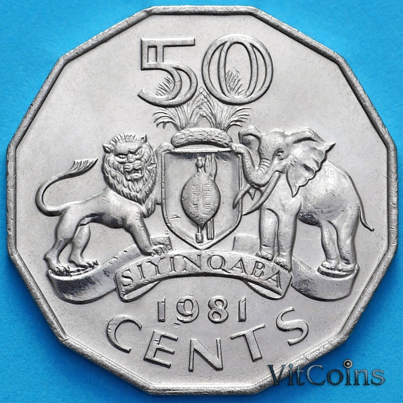 Монета Свазиленд 50 центов 1981 год.