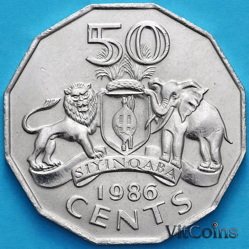 Монета Свазиленд 50 центов 1986 год.