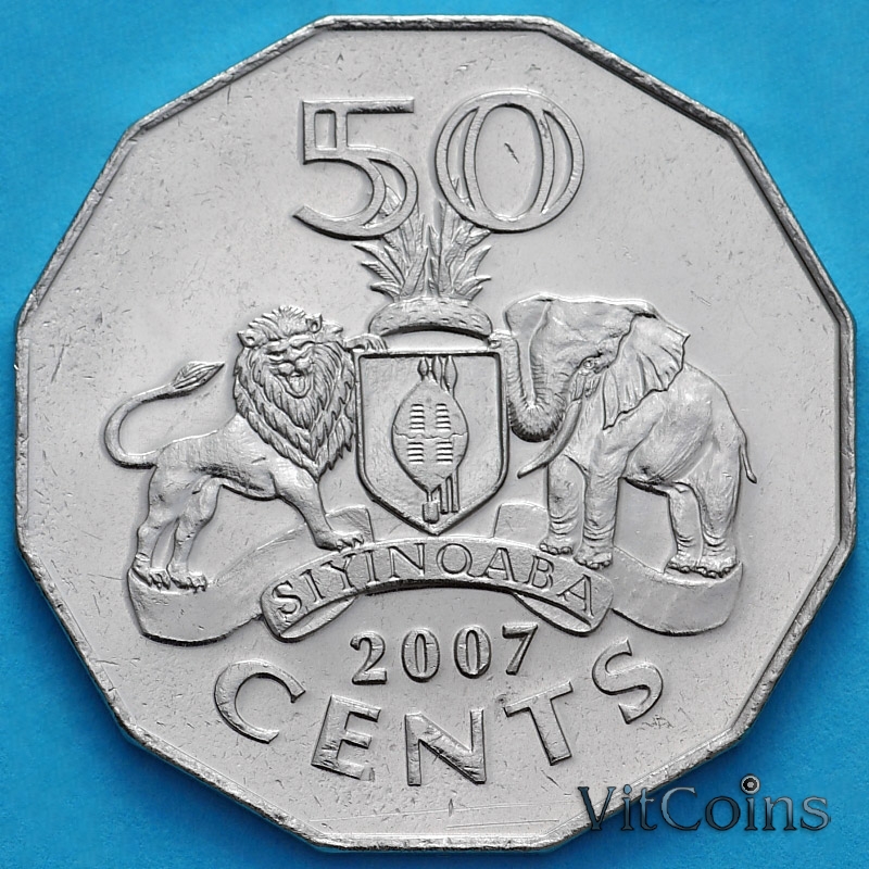 Монета Свазиленд 50 центов 2007 год.