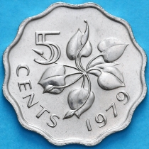 Свазиленд 5 центов 1979 год. Немагнитная.