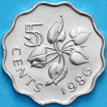 Свазиленд 5 центов 1986 год.