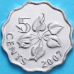 Монета Свазиленд 5 центов 2007 год. Немагнитная.