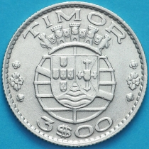 Тимор 3 эскудо 1958 год. Серебро.