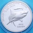 Монеты Тристан-да-Кунья 1 крона 2015 год. Тигровая акула