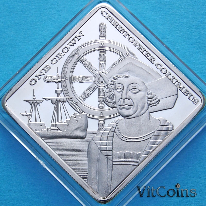 Монеты Тристан-да-Кунья 1 крона 2014 год. Христофор Колумб