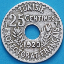 Тунис 25 сантим 1920 год.