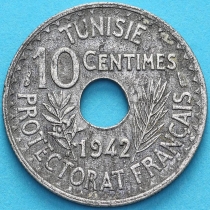 Тунис 10 сантим 1942 год.