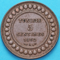 Тунис 5 сантим 1892 год. А