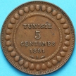 Монета Тунис 5 сантим 1891 год. А. №2