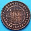 Монета Туниса 10 сантим 1891 год.