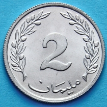 Тунис 2 миллима 1960 год.