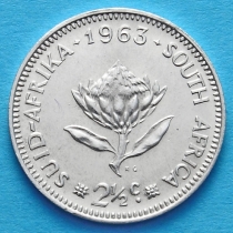 ЮАР 2,5 цента 1963 год. Серебро.
