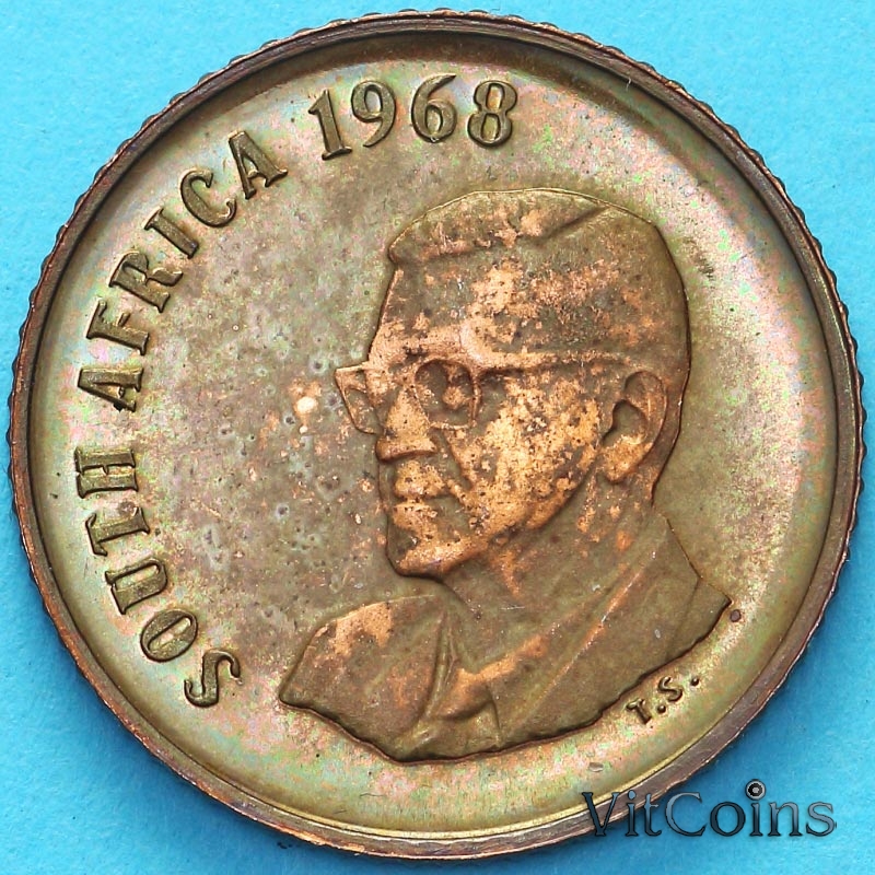 Монета ЮАР 1 цент 1968 год. Чарльз Сварт. SOUTH AFRICA. Пруф Монета ЮАР 1 цент 1968 год. Чарльз Сварт. SOUTH AFRICA. Пруф