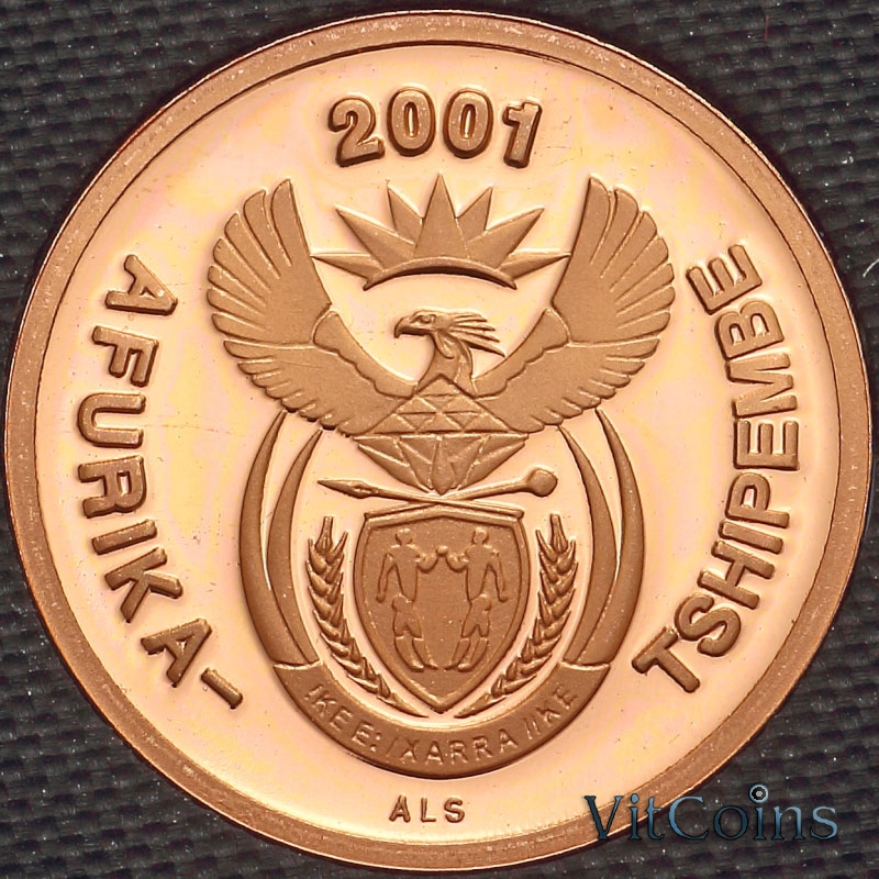 Монета ЮАР 2 цента 2001 год. Пруф Монета ЮАР 2 цента 2001 год. Пруф