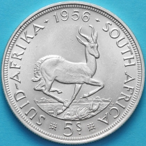 Южная Африка 5 шиллингов 1956 год. Серебро.