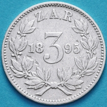 ЮАР 3 пенса 1895 год. Серебро.