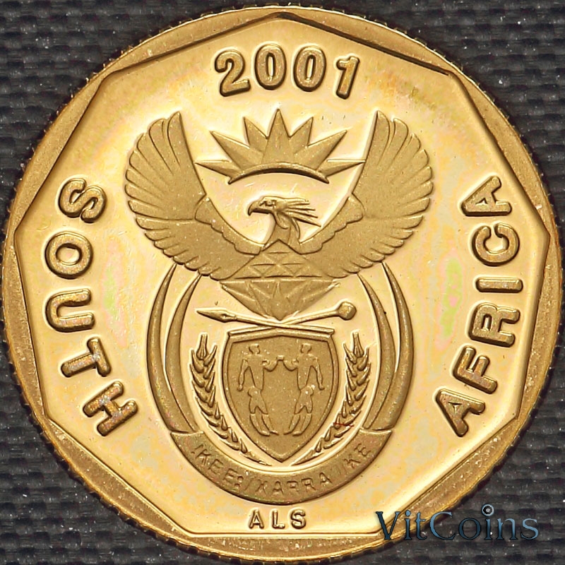 Монета ЮАР 10 центов 2001 год. Пруф Монета ЮАР 10 центов 2001 год. Пруф