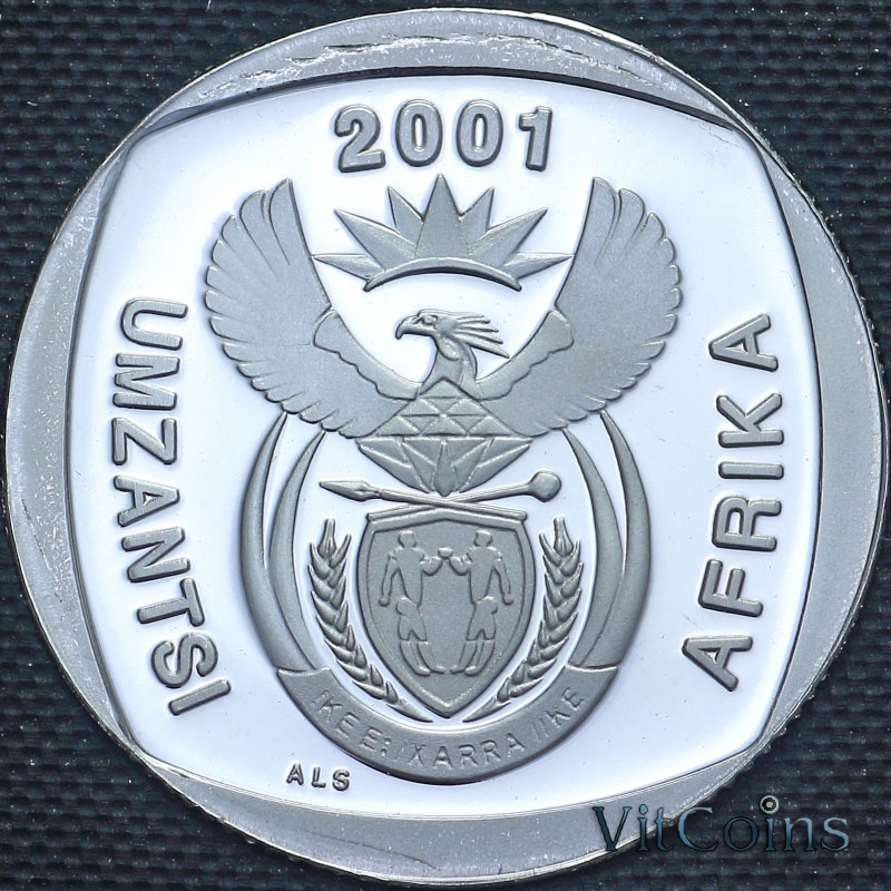 Монета ЮАР 2 ранда 2001 год. Пруф Монета ЮАР 2 ранда 2001 год. Пруф
