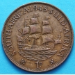 Монета Южная Африка 1 пенни 1945 год. Корабль "Дромедарис".