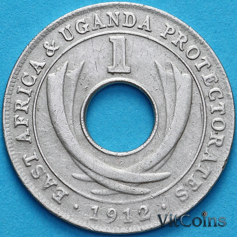 Монета Восточная Африка, Уганда 1 цент 1912 год. Н