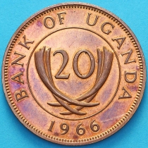 Уганда 20 центов 1966 год. Пруф