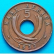 Монета Британская Восточная Африка 5 центов 1933 год.