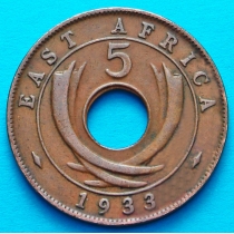 Британская Восточная Африка 5 центов 1933 год.