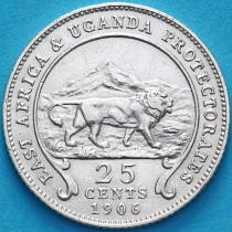 Британская Восточная Африка и Уганда  25 центов 1906 год. Серебро