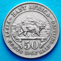 Британская Восточная Африка 50 центов 1952 год.
