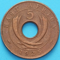 Британская Восточная Африка 5 центов 1925 год.