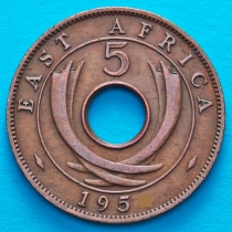 Британская Восточная Африка 5 центов 1957 год. Н
