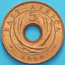 Британская Восточная Африка 5 центов 1964 год.