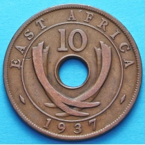 Британская Восточная Африка 10 центов 1937 год.