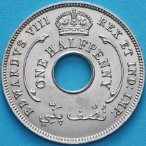 Британская Западная Африка 1/2 пенни 1936 год.