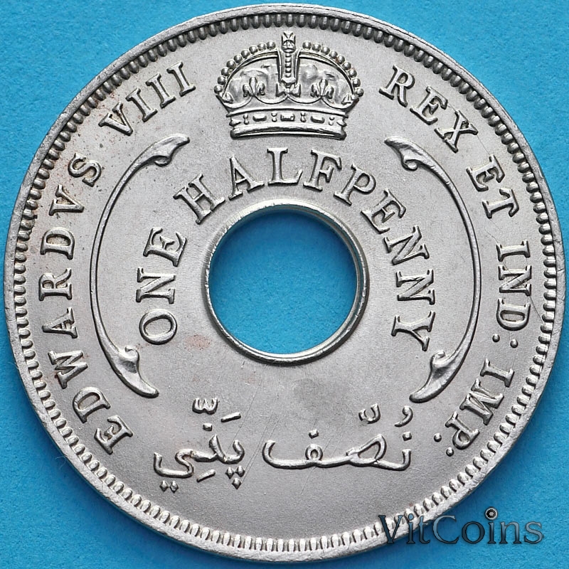 Монета Британская Западная Африка 1/2 пенни 1936 год.