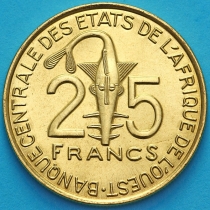 Западная Африка 25 франков 2009 год.