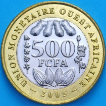 Западная Африка 500 франков 2005 год.