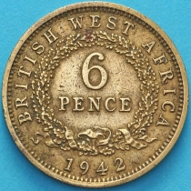 Британская Западная Африка 6 пенсов 1942 год.