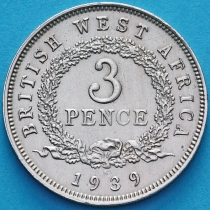 Британская Западная Африка 3 пенса 1939 год. H.