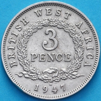 Британская Западная Африка 3 пенса 1947 год. H.